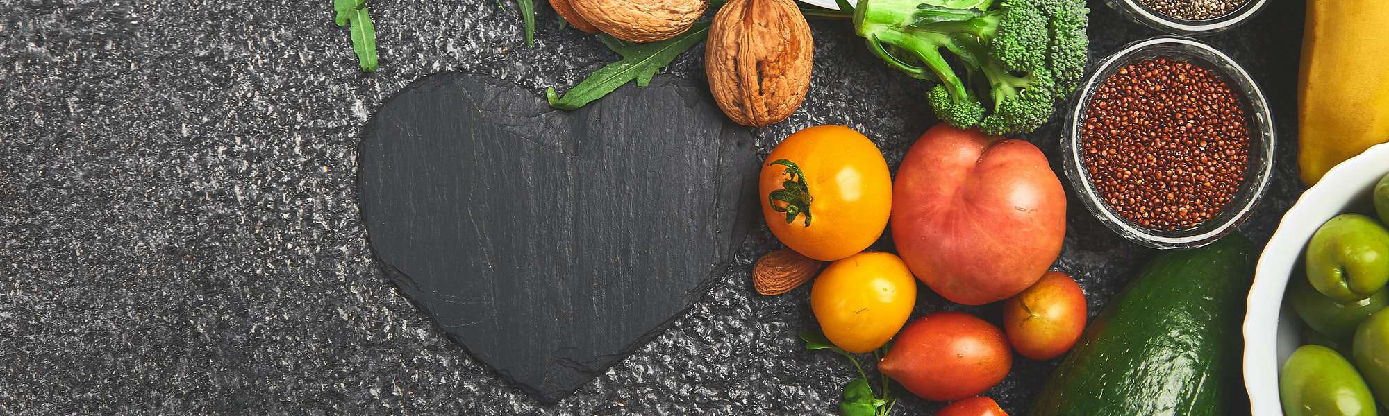 Banner of Heart shape of food health for heart.